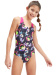 Speedo Allover Splashback Girl Black/Pink/Indigo Glow/Blue/Lumo Green