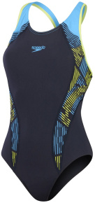 Speedo Placement Laneback True Navy/Curious Blue/Lemon Drizzle