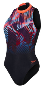 Speedo Printed Hydrasuit Black/Plum Dandy